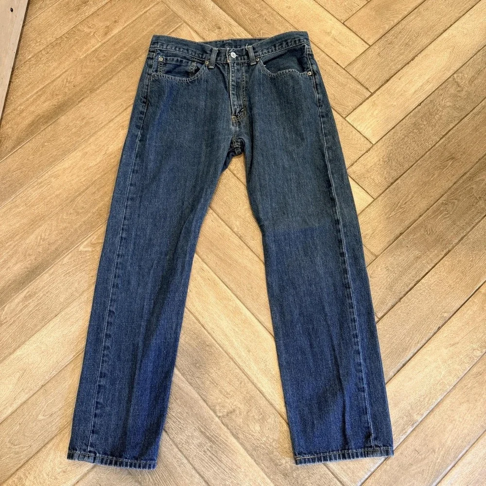 Levis 505 Jeans Mens 34x32 Blue Denim Straight Leg Regular Fit Medium Wash